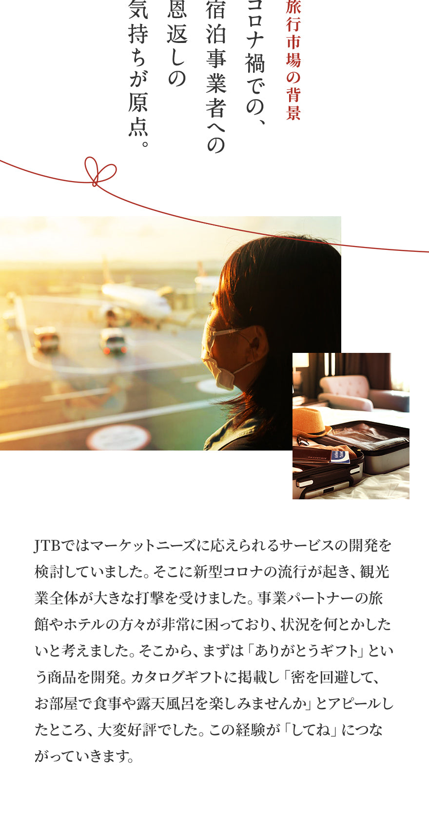 旅行市場の背景 - コロナ禍での、宿泊事業者への、恩返しの気持ちが原点。